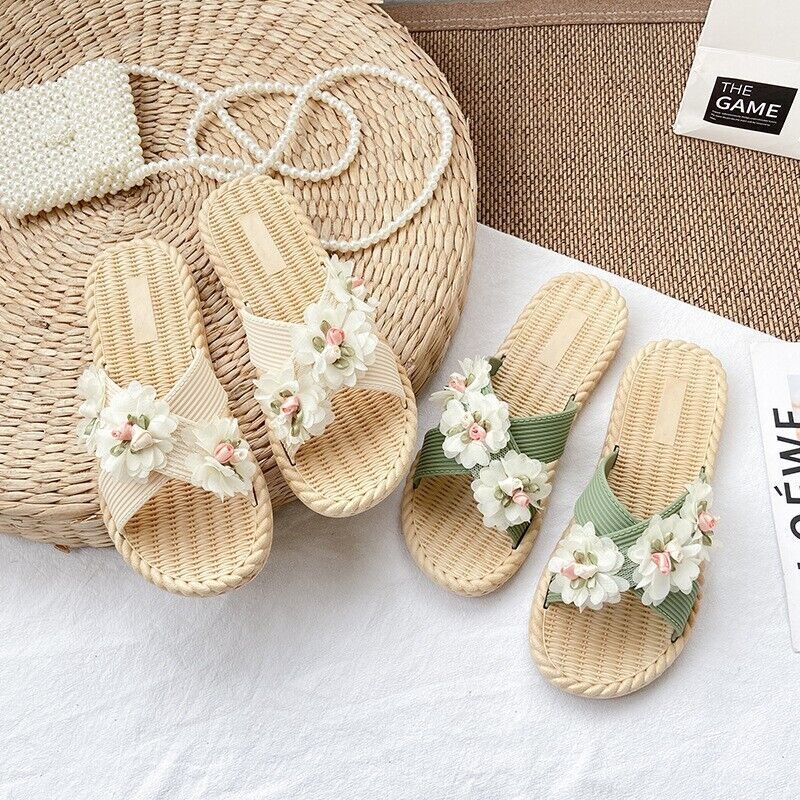 Cute Women Flower Flip-flops Beach Slippers Romanesque Sandals Summer Open  Toe