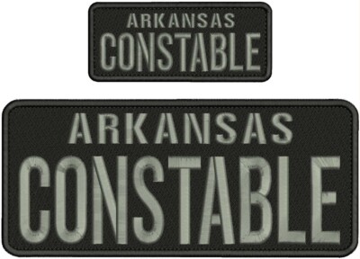 ARKANSAS CONSTABLE embroidery patches 4x10  2x5 hook on back GREY ON BLACK