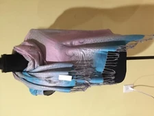 Mia& Tess pashmina Shawl/scarf acrylic/viscose blue-lavender 26”x76” NWT