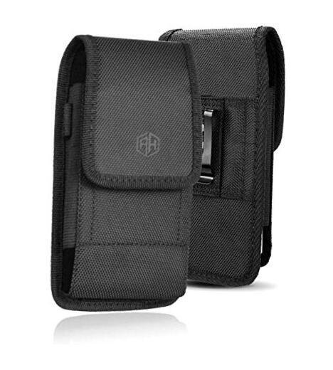 AH Heavy Duty Phone Belt Holder for iPhone 11, 12 Pro, Cell SZ2 - MEDIUM BLACK
