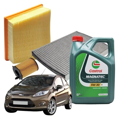 MISTI Kit Tagliando Ford Fiesta VI - 3 Filtri + 4 LT Olio Castrol Magnatec 5w30 A5