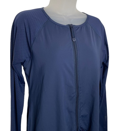 Rash Guard Langarmshirt Damen XL Reißverschluss Surf Paddleboard Laser Dot blau - Bild 2 von 10