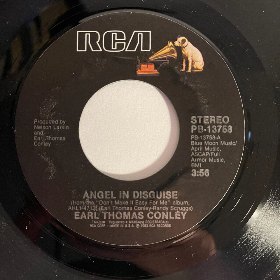 Earl Thomas Conley ‎– Angel In Disguise 7" Vinyl & Picture Sleeve 1983 RCA ‎ - Image 3 of 3