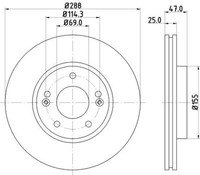 2X Hella 8DD 355 126-431 Bremsscheibe FüR Hyundai Kia