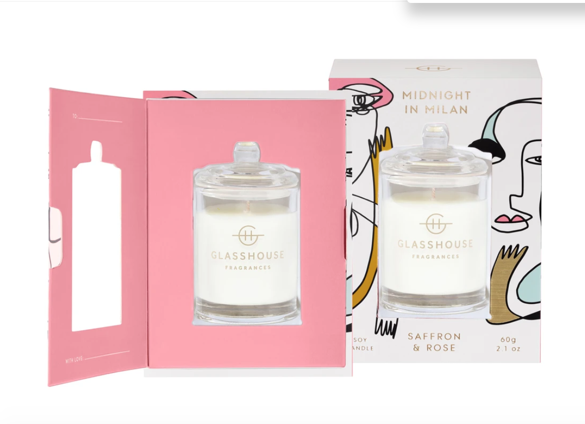 Glasshouse Midnight In Milan Saffron Rose 60g Soy Candle TripleScented Handmade eBay
