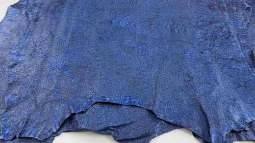 METALLIC BLUE SHIMMER PEARLIZED WASHED Goat leather 2 skins 12sqf 1.1mm #C3054 - Video 1 of 1