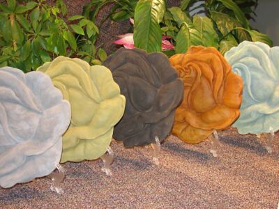 Cast Stone Cement Rose Stepping Stone Concrete Outdoor Garden Art