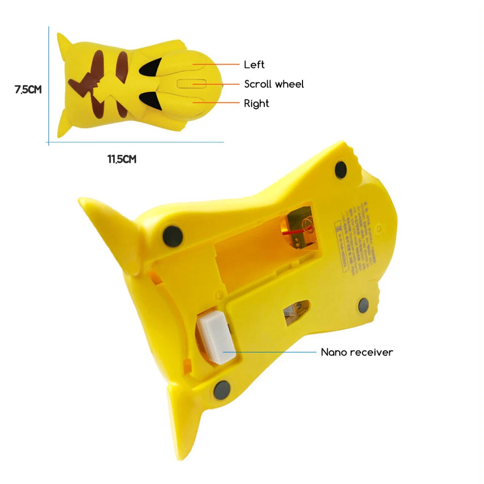 Pikachu Wireless Mouse 1200DPI Pokemon Bluetooth Limited Edition W/Mouse Pad NEW - Image 3 of 4