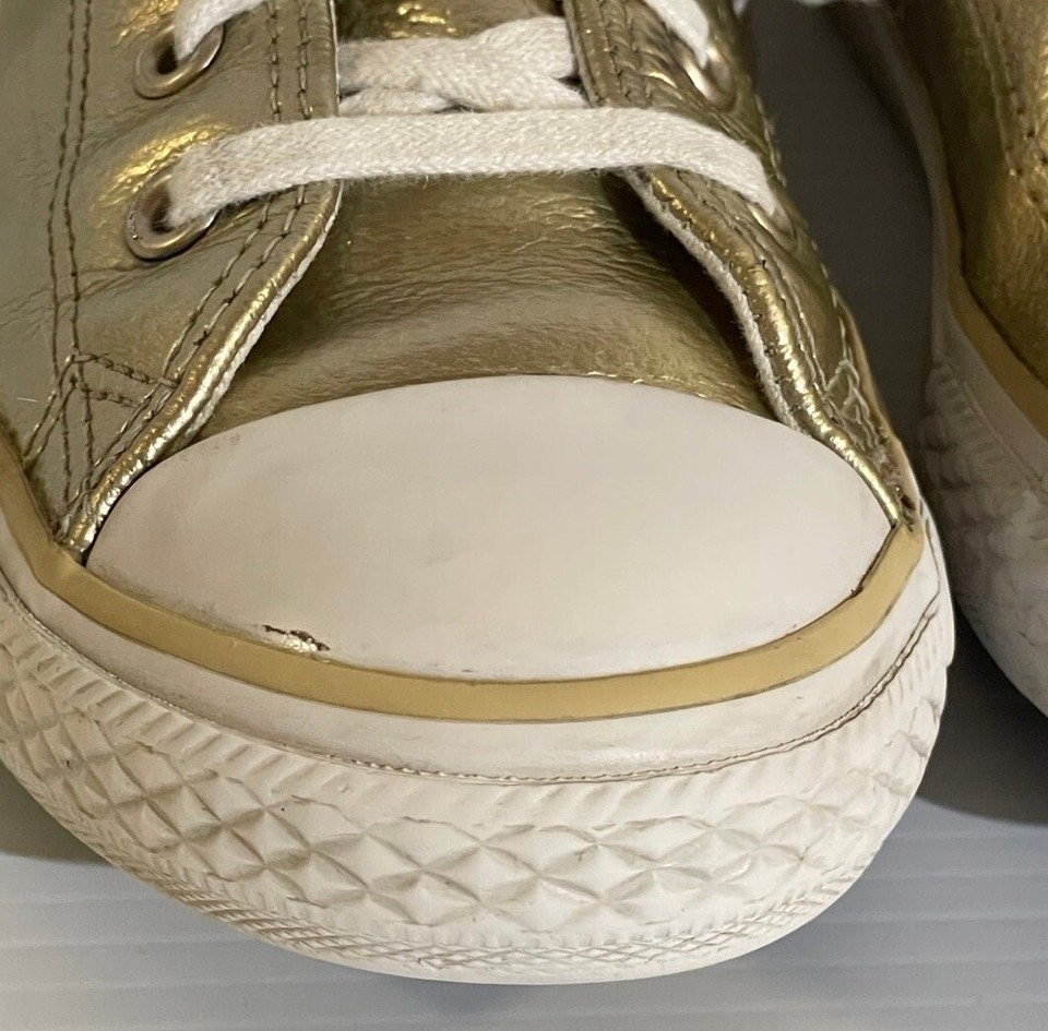 Converse Shoes Youth Chuck Taylor All Star HiTop Gold Leather Lace Up