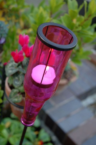 Garden Tea Lights - Recycled Beer Bottles - Light Blue - Picture 2 of 3