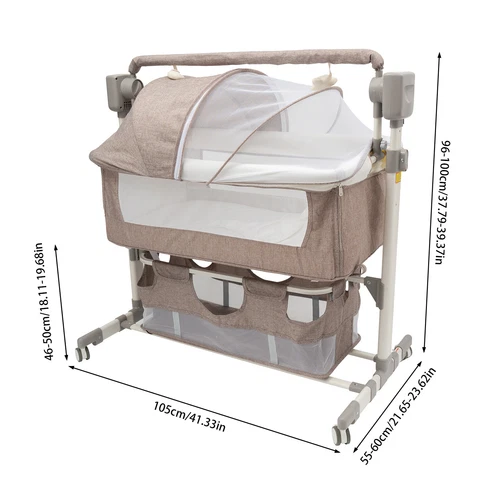 Cuna inteligente para bebé mesita de noche música cuna ajustable en altura 20 kg - Imagen 4 de 6