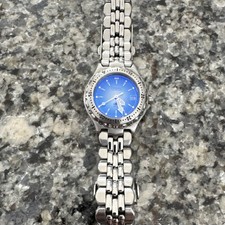 Reloj Mujer Cuarzo Azul Fósil Plata Acero Inoxidable Pulsera Esfera Azul