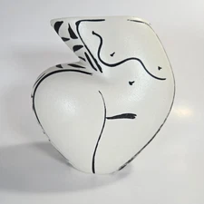 Donna Polseno Signed Studio Pottery Vase Shapely Nude Woman Abstract Art 6 1/2"