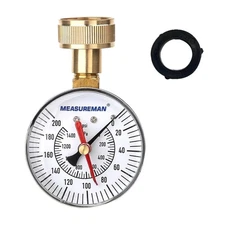 MEASUREMAN 2-1/2" Water Pressure Test Gauge, 3/4" Female Hose Threaded 