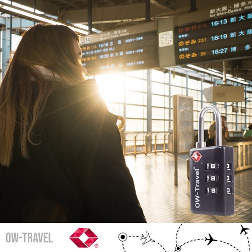 Suitcase Locks TSA Approved Luggage Locks OW-TRAVEL Combination Suitcase Padlock - Picture 23 of 25