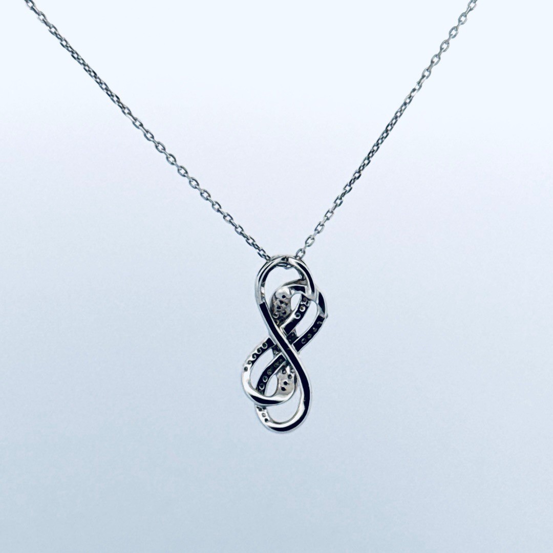 Estate Sterling Silver 925 Infinity Loop Necklace… - image 3