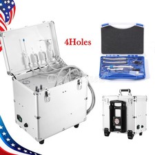Portable Dental Mobile Delivery Unit Air Compressor Case /Handpiece Kit 4Hole