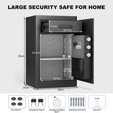 6.1 Cub Home Safe Box,Large Capacity Safe with Gewelry Box and Dual Alarm System