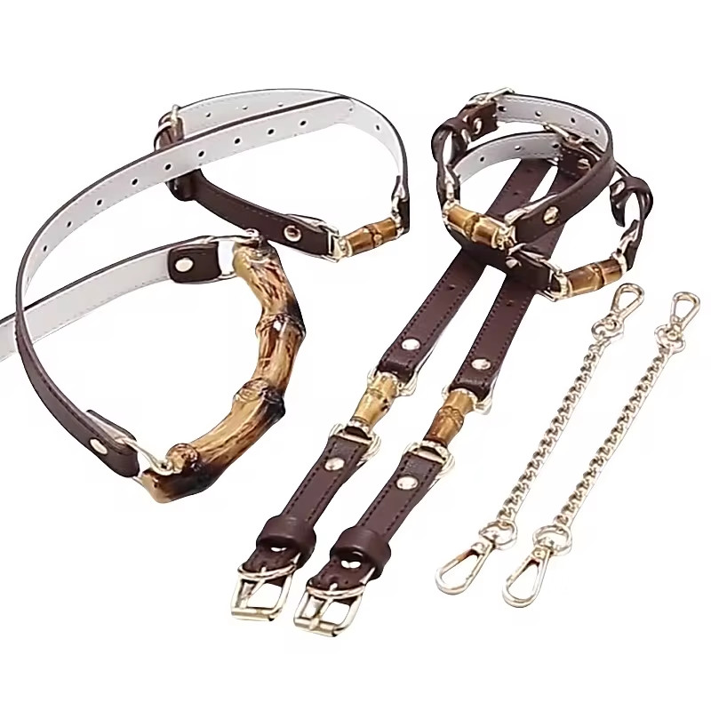 BDSM Bondage Bamboo Set Handcuffs Ankle Cuffs Neck Collar Mouth Gag Roleplay US