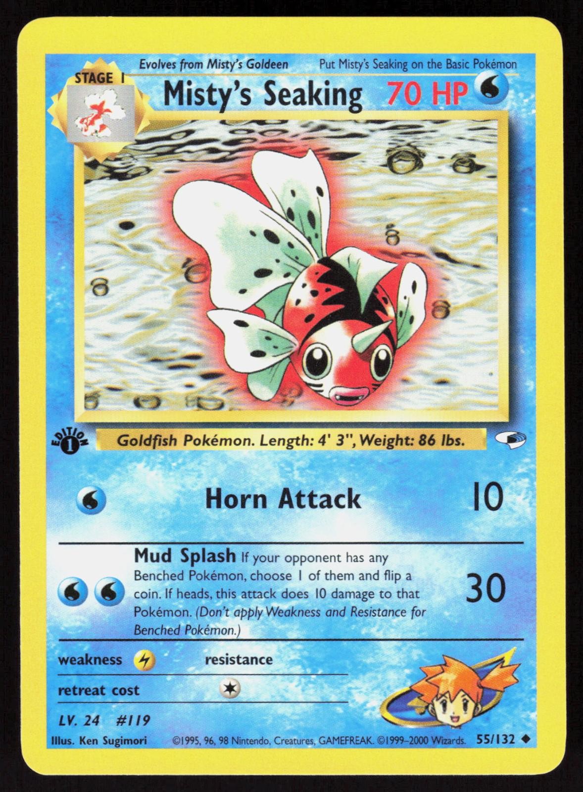 Misty's Seaking 55/132 Uncommon Gym Heroes 1st edition Pokemon NM 01-03-174