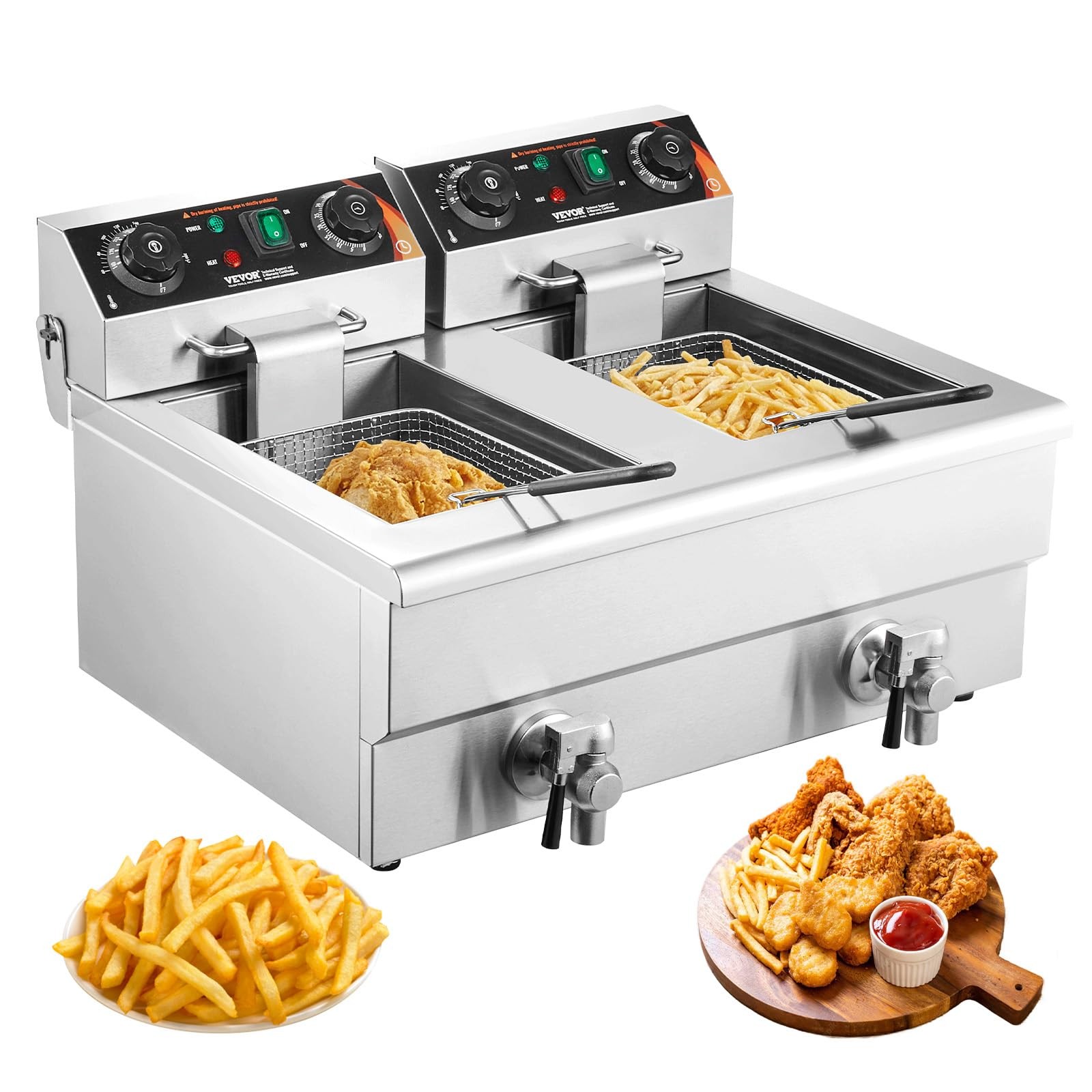 Friteuse 3000W x 2 VEVOR double cuve à thermostat indépendant
