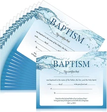 Jetec 12 Pcs Baptism Certificates for Church 11 X 8.3 Inch Blank Baby Dedication