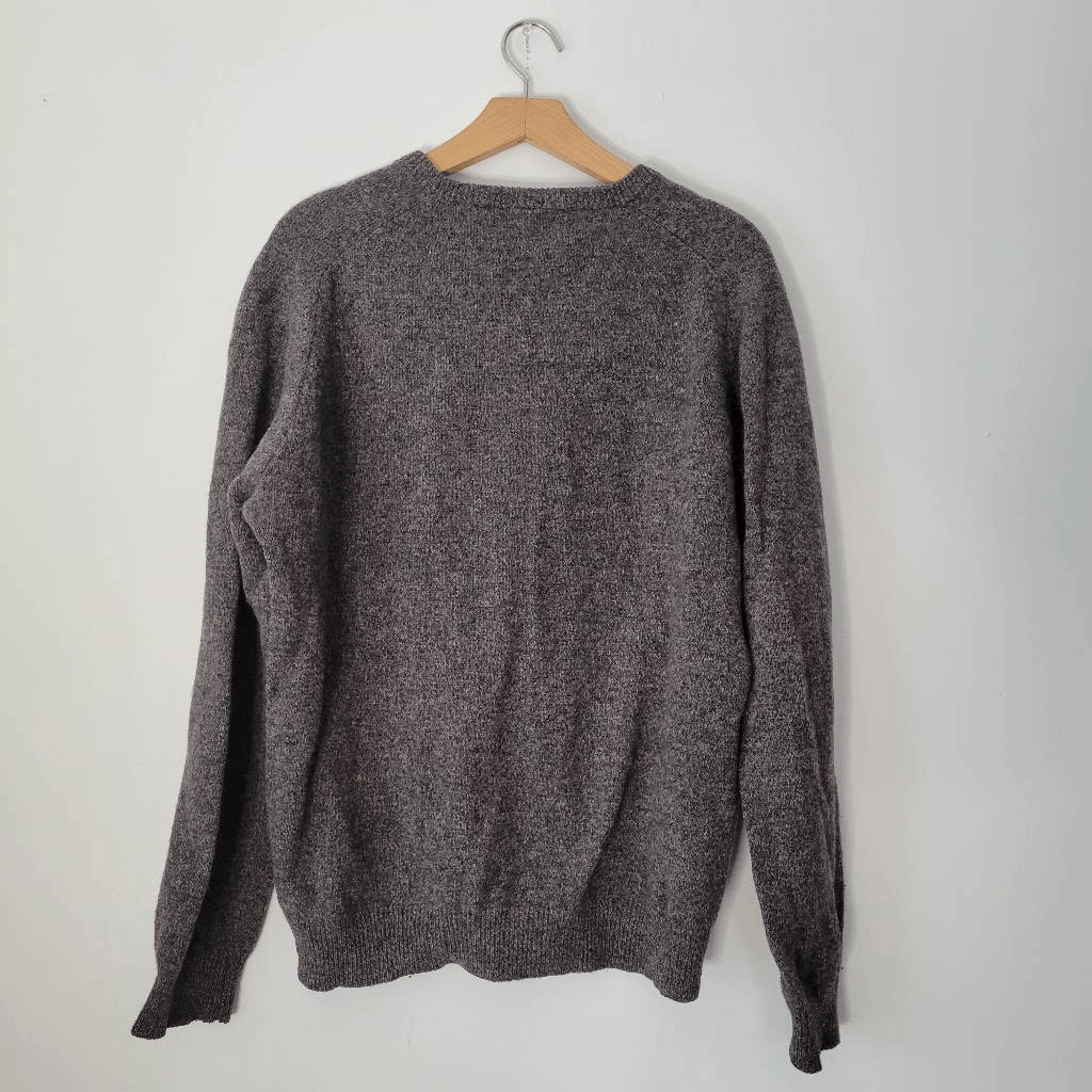 C&A Canda Woolmark 100% Lambswool Sweater  Men’s XL Gray/Brown Heather V-Neck View 2