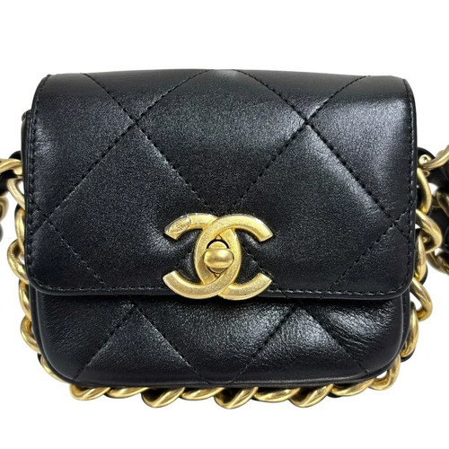 Chanel A 088 Matelasse Mini Flap Chain Shoulder Bag AS2833 Calfskin Black r0_061