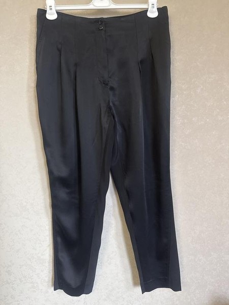Women COS Trousers Black Satin XL