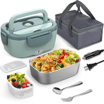 WisaKey Electric Lunch Box Food Heater, 80W Heated 1.5L, Light Green