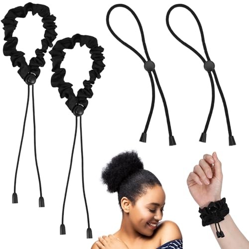 4 Satin Hair Ties for Black Women – Adjustable Afro Puff & Loc Accessories