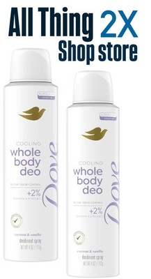 2PK Dove Whole Body Deo COCONUT & VANILLA ~ 4 oz each ~ NEW & UNUSED