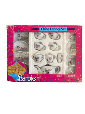 Barbie Mattel 1989 Vtg 16 Pc China Dinner Plates Cups Saucers Tea Party Set px