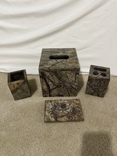 Genuine Marble Bathroom Set.  Tissue Box, 2 T...