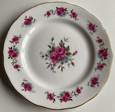 Queen Anne Ridgeway Pink Rose Blue Forget me nots Side Plate Vintage Bone China