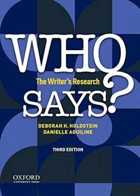 Who Says?: The Writer's - Paperback, by Holdstein Deborah H.; - Very Good b
