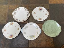 Five Bone China Large Serving Cake Plates Doulton Shelley Royal Albert