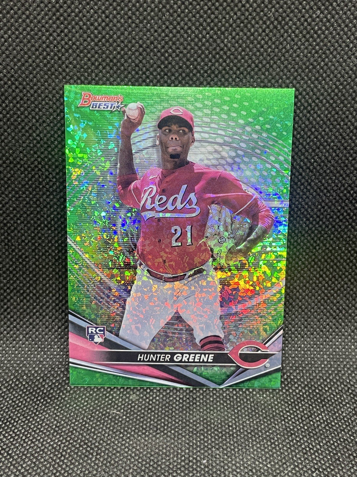 Hunter Greene 2022 Bowman's Best Green Mini Diamond Rookie RC /99 Reds #54