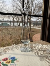 Bud Vase Clear Glass Ruffled Edge 2.3" Diameter 9.25" Tall