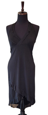 Byer California Womens Black Halter Ruffle Baby Doll Maxi Dress XS/S Y2K