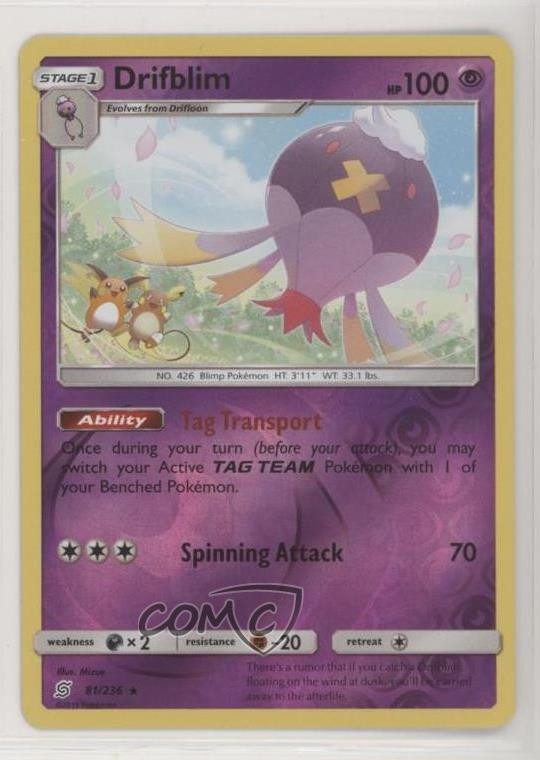 2019 Pokemon Sun & Moon - Unified Minds Reverse Foil Drifblim #81 0jf5
