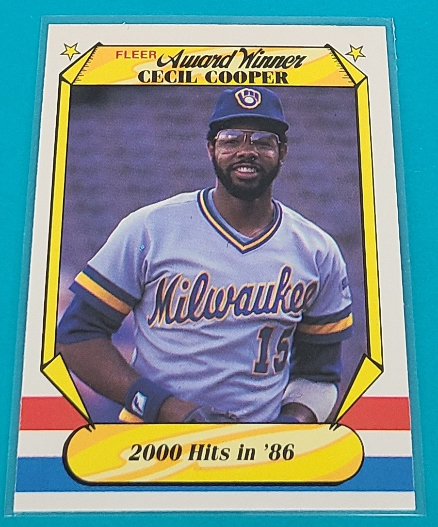 1987 Fleer Award Winners    #10 Cecil Cooper Milwaukee Brewers Baseball Card R5