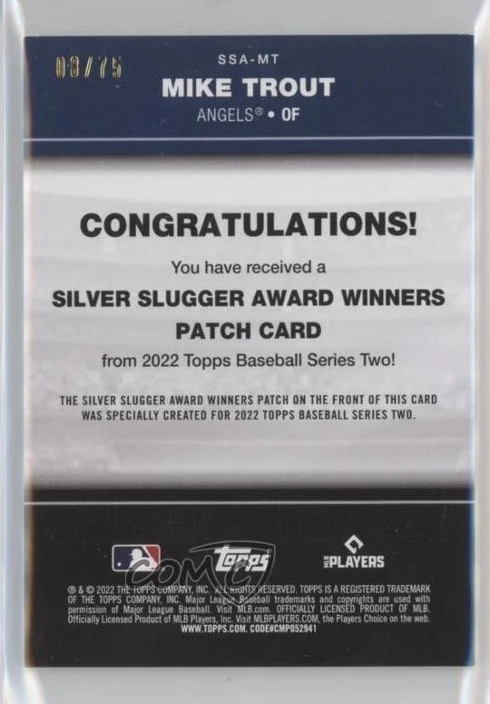 2022 Topps Series 2 Gold /75 Mike Trout #SSA-MT Patch - Image 2 of 2