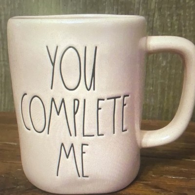 Rae Dunn YOU COMPLETE ME Pink Ceramic Artisan Coffee Mug Love Theme