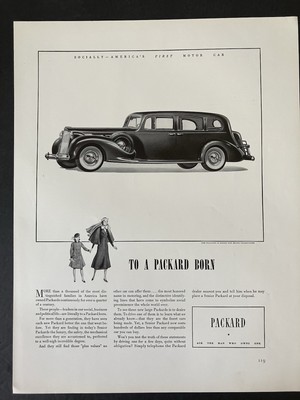 1938 Packard Motors 12 Sedan for Seven Passengers Motor Car B&W Vintage Print Ad