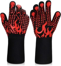 Aramid Heat Resistant Grill Gloves, 1472°F Dual-Layer BBQ Cooking Mitts 1Pair/=/