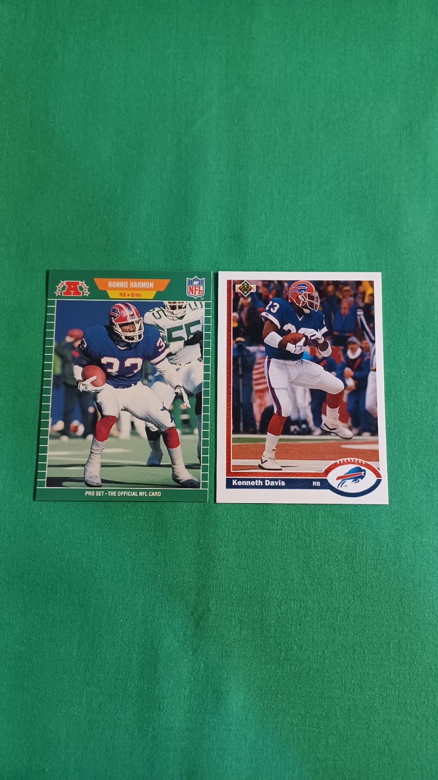 Buffalo Bills Lot Of 2 Ronnie Harmon Pro Set & Kenneth Davis Upper Deck Football