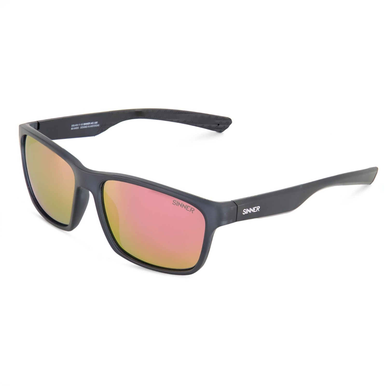 SINNER BRENI Mens/Womens Sunglasses MATTE CRYSTAL BLACK / ROSE GOLD CAT.3