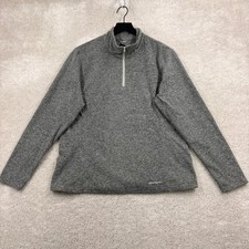 Eddie Bauer Fleece Sweater Womens Size Large Gray 1/4 Zip Pullover