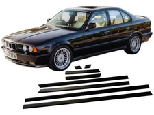 Door Body Side Moulding Trim Set 8 Pcs With Clips Black For BMW 1987-1996 E34